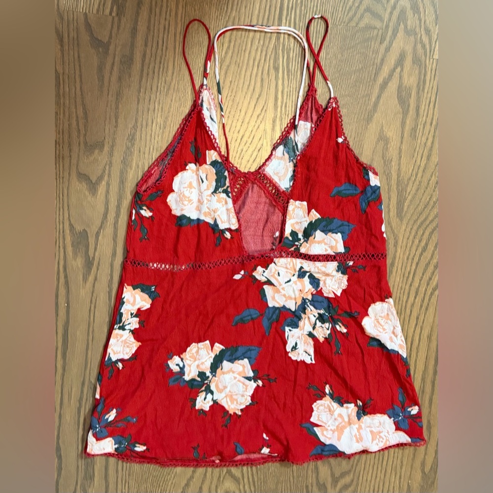 Floral Red Spaghetti Strap tunic/mini - Picture 3 of 6